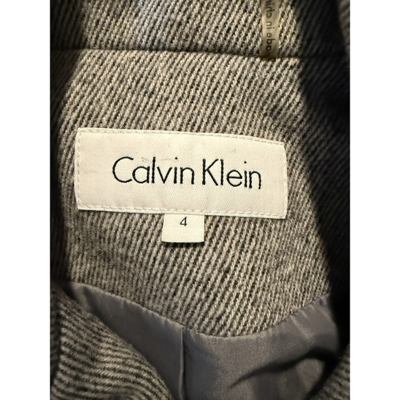 Calvin Klein Women's Gray Tweed Wool Blend Double Breasted Lined Pea Coat Size 4 - Picture 8 of 12